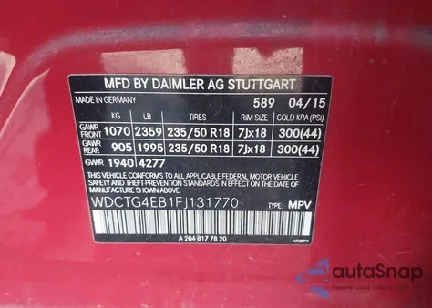 2015 Mercedes-Benz Gla 250 z USA, uszkodzony, nr VIN WDCTG4EB1FJ131770